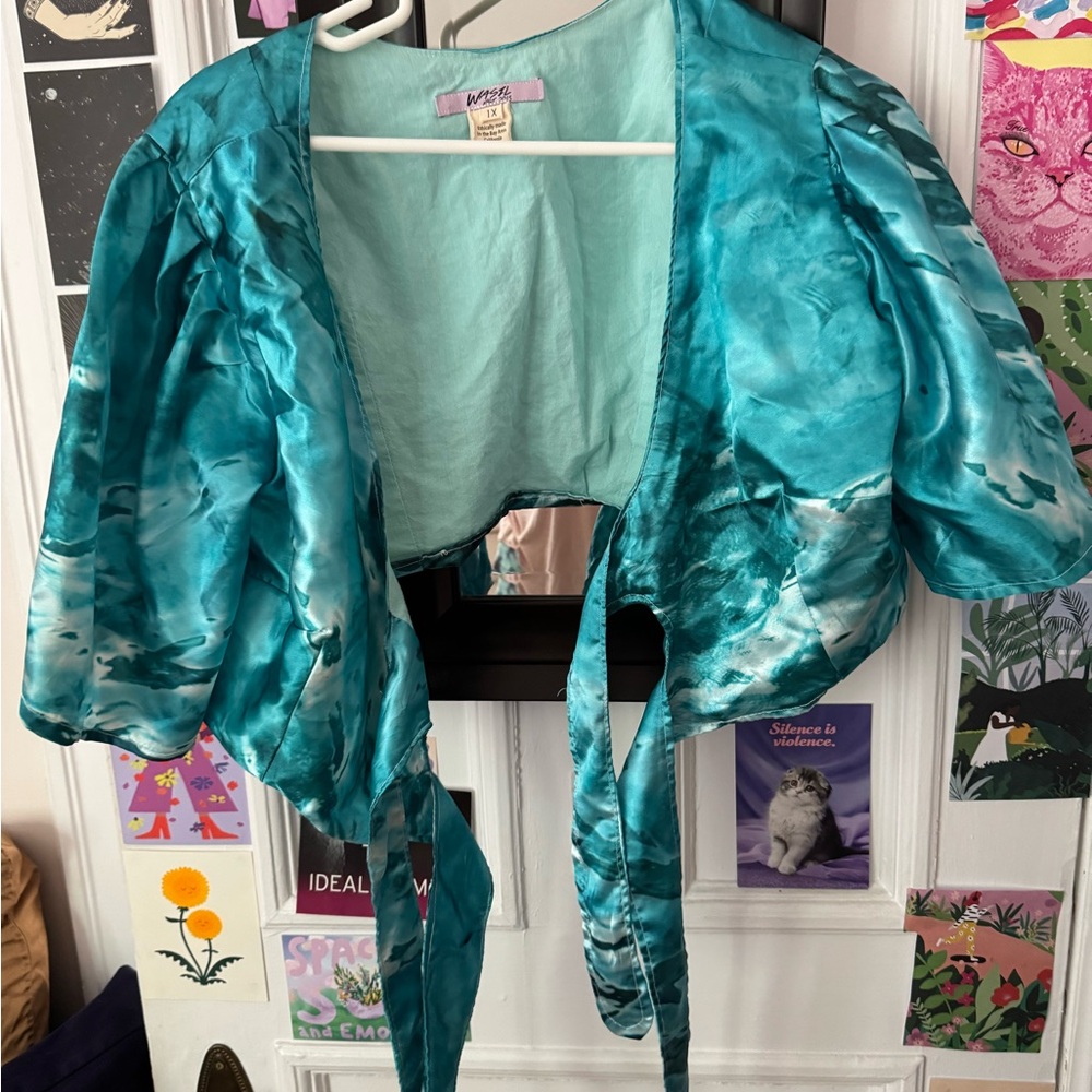 Vibrant Blue Tie-Dye Crop Top